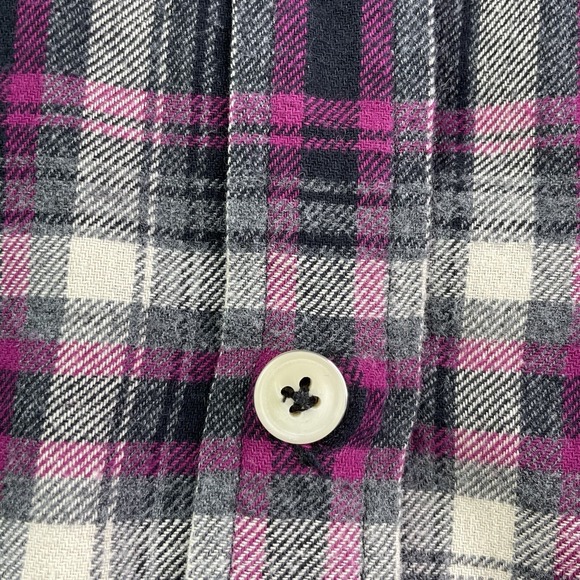 Soft Surroundings Top Women's XL Purple Plaid Long Sleeve Button Up Elbow Patch - Picture 6 of 10